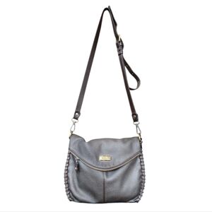 Chala Charming Faux Leather Pewter Crossbody Shoulder Bag